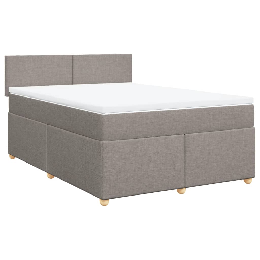 vidaXL Box spring postelja z vzmetnico taupe 140x200 cm blago