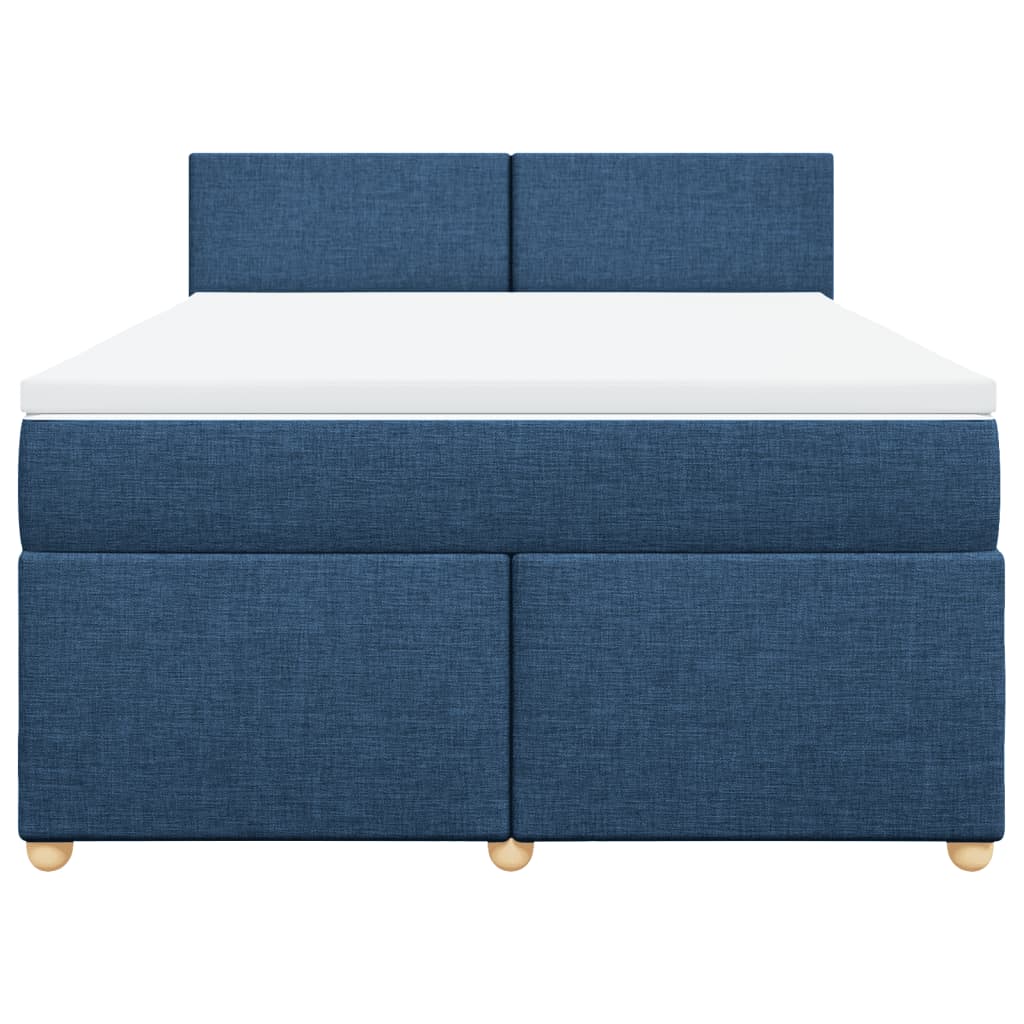 vidaXL Boxspring met matras stof blauw 140x200 cm, foto 4