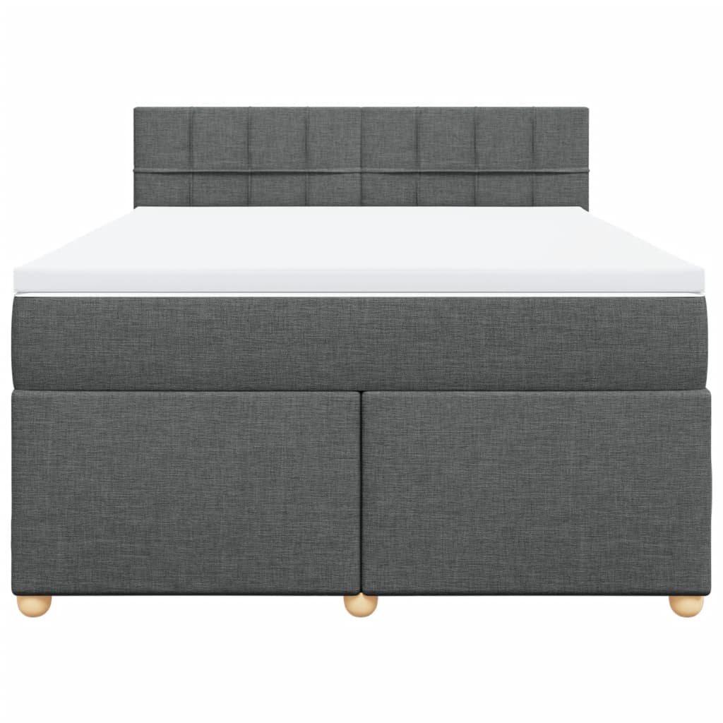 vidaXL Boxspring met matras stof donkergrijs 140x200 cm grijs, foto 4