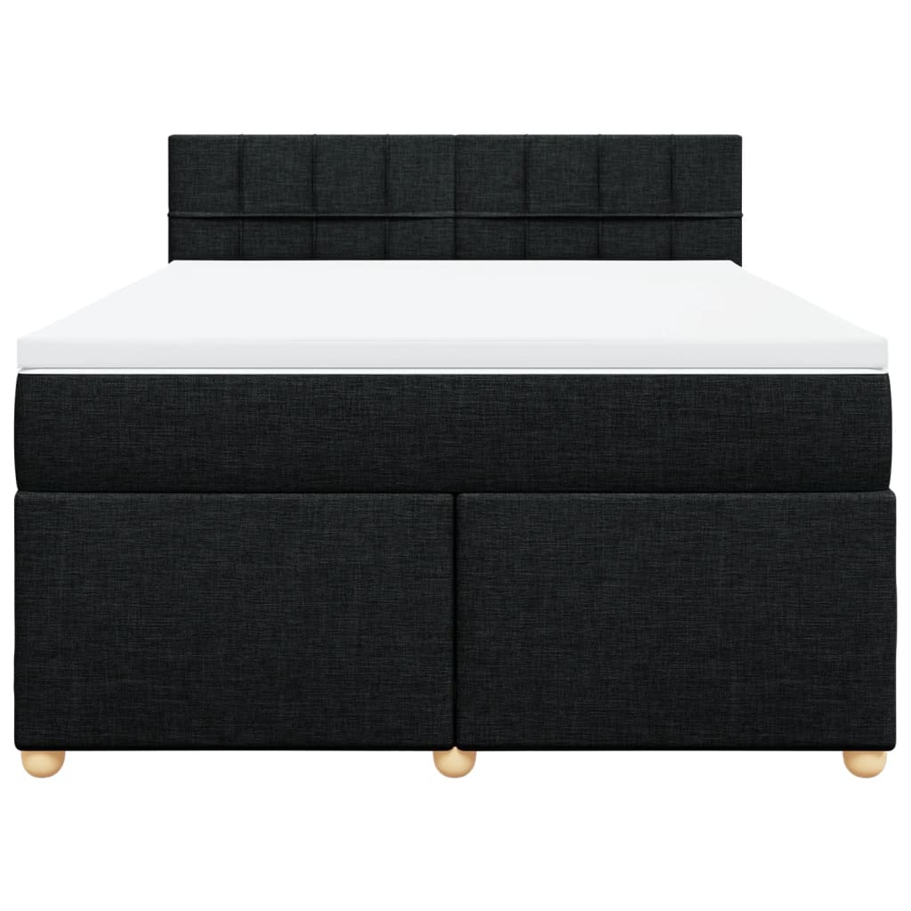 vidaXL Boxspring met matras stof zwart 140x200 cm, foto 4