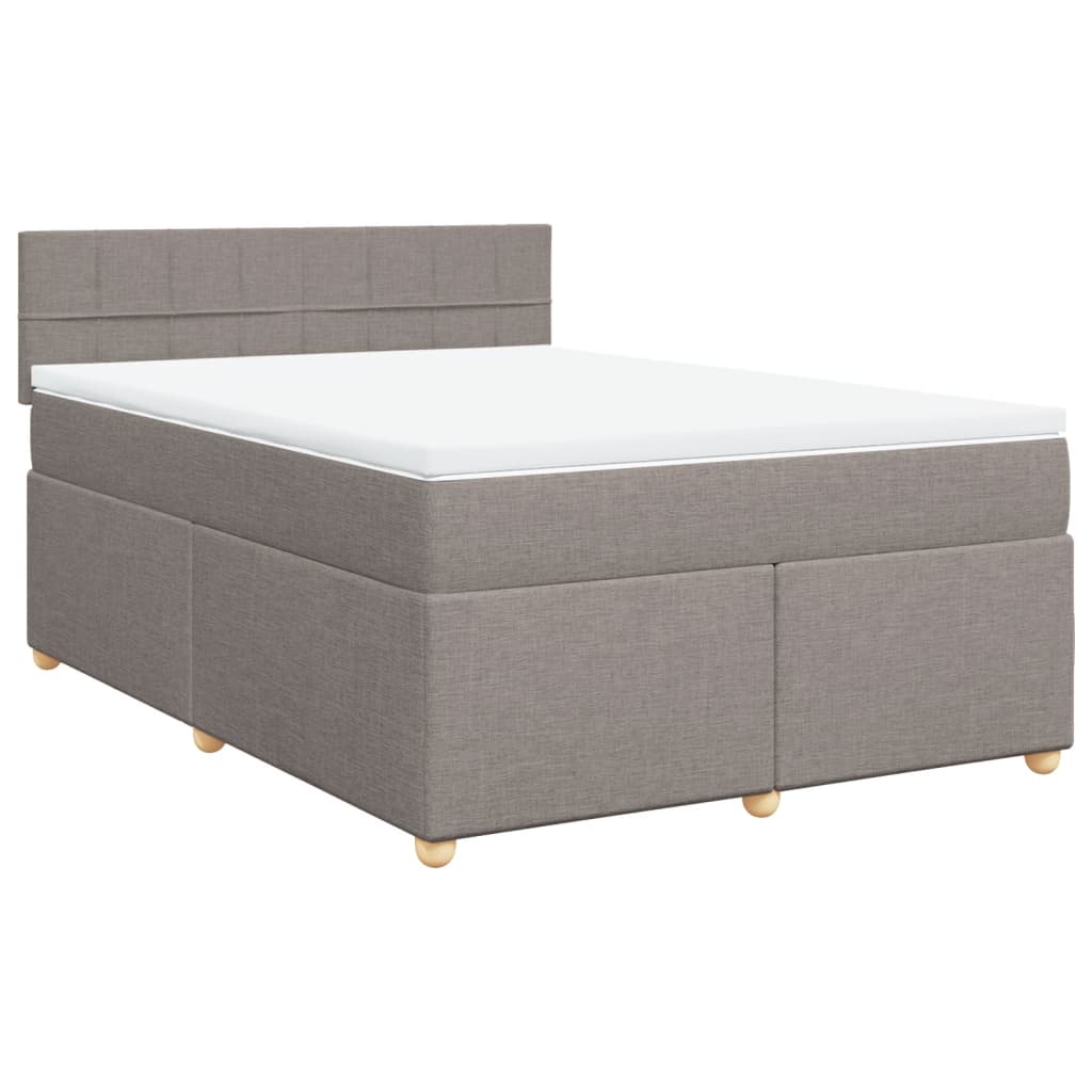 vidaXL Box spring postelja z vzmetnico taupe 140x200 cm blago