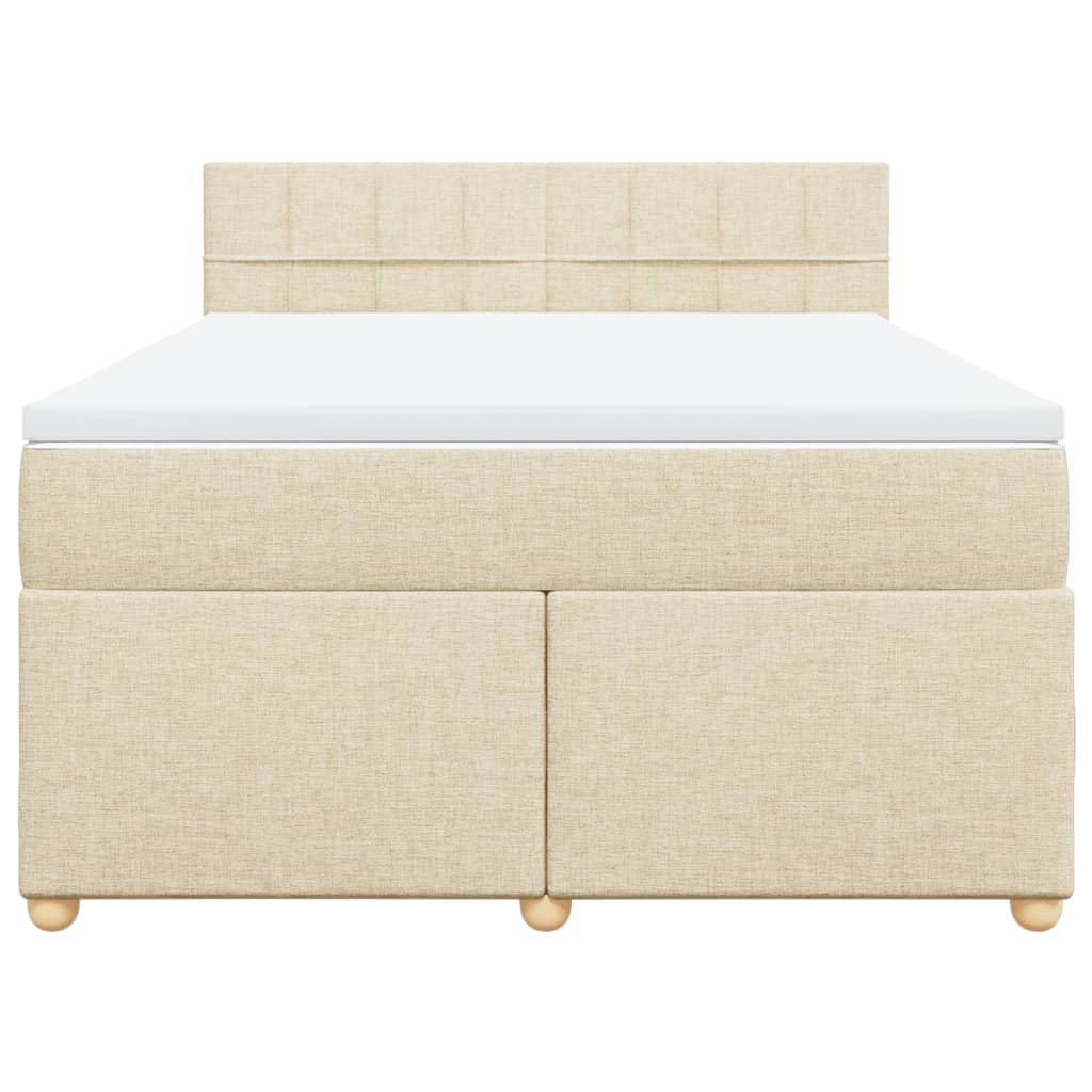 vidaXL Boxspring met matras stof crèmekleurig 140x200 cm, foto 4