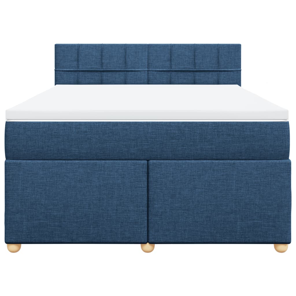 vidaXL Boxspring met matras stof blauw 140x200 cm, foto 4