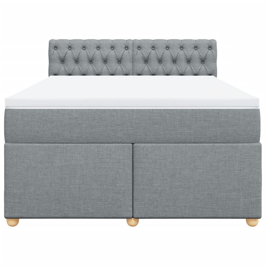 vidaXL Boxspring met matras stof lichtgrijs 140x200 cm grijs, foto 4