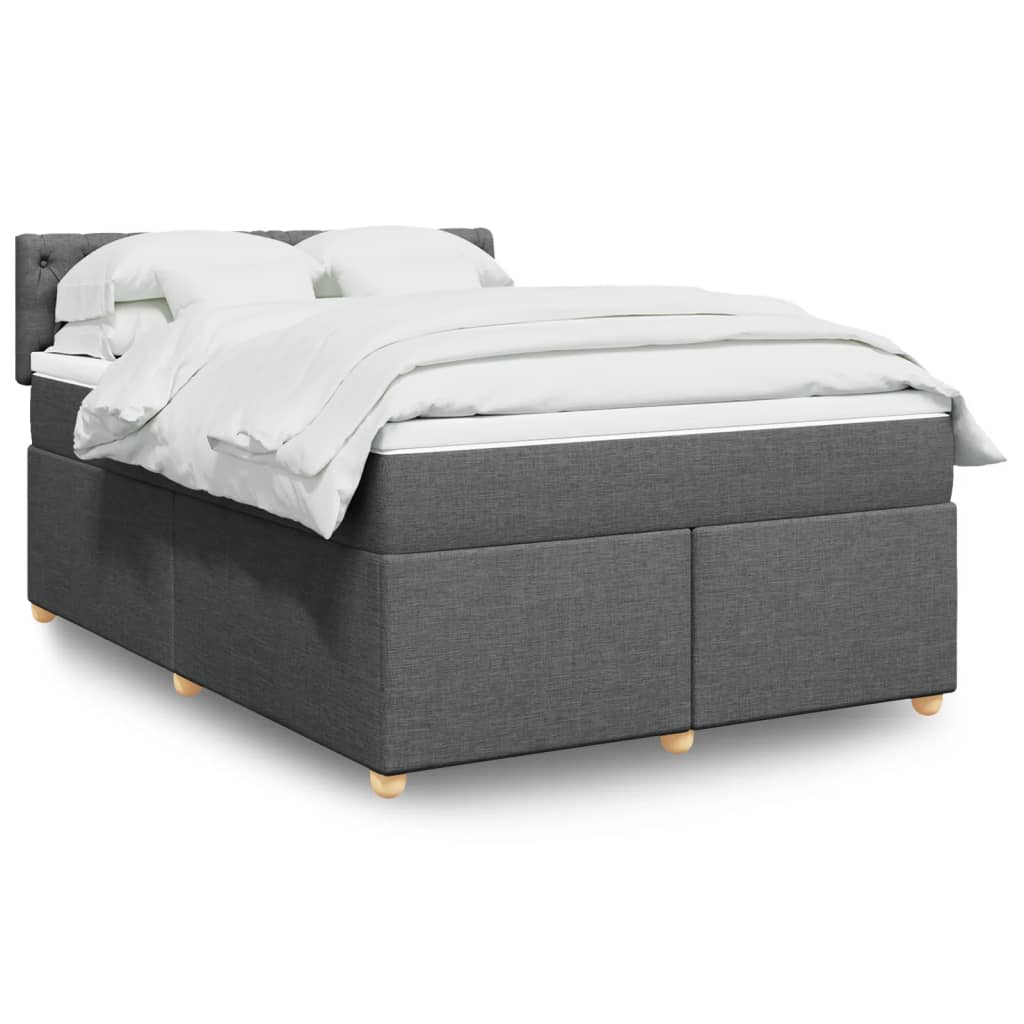 vidaXL Boxspringbett mit Matratze Dunkelgrau 140x200 cm Stoff