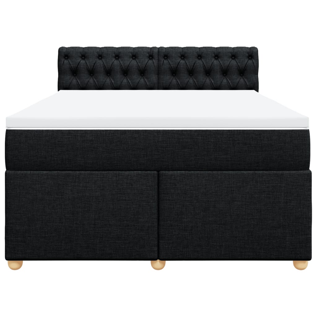 vidaXL Boxspring met matras stof zwart 140x200 cm, foto 4