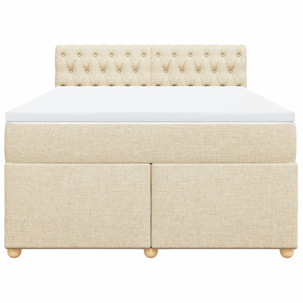 vidaXL Boxspring met matras stof crèmekleurig 140x200 cm, foto 4