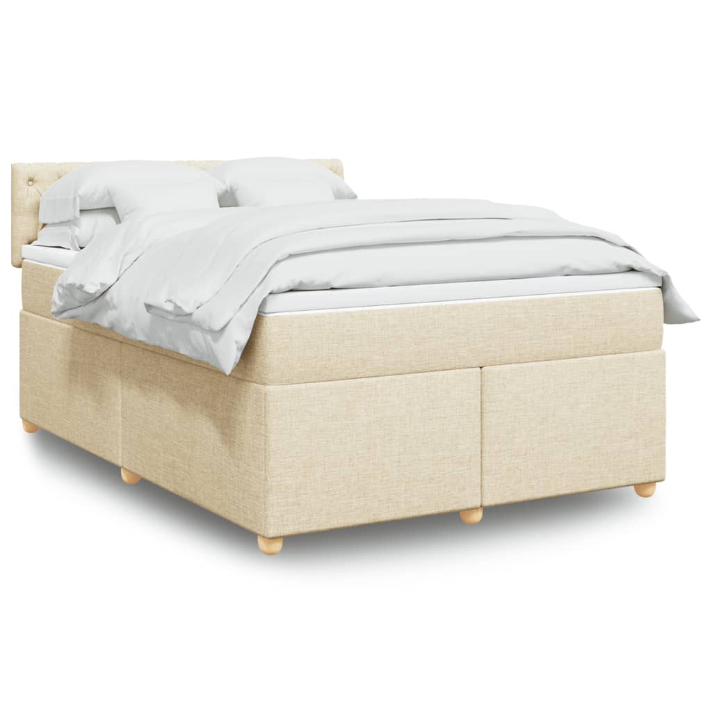 Boxspringbett mit Matratze Creme 140×200 cm Stoff