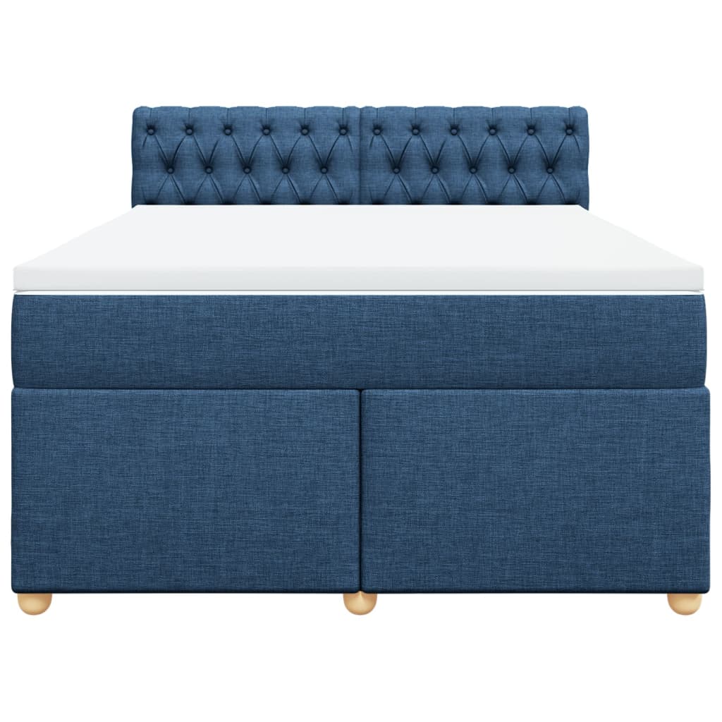 vidaXL Boxspring met matras stof blauw 140x200 cm, foto 4
