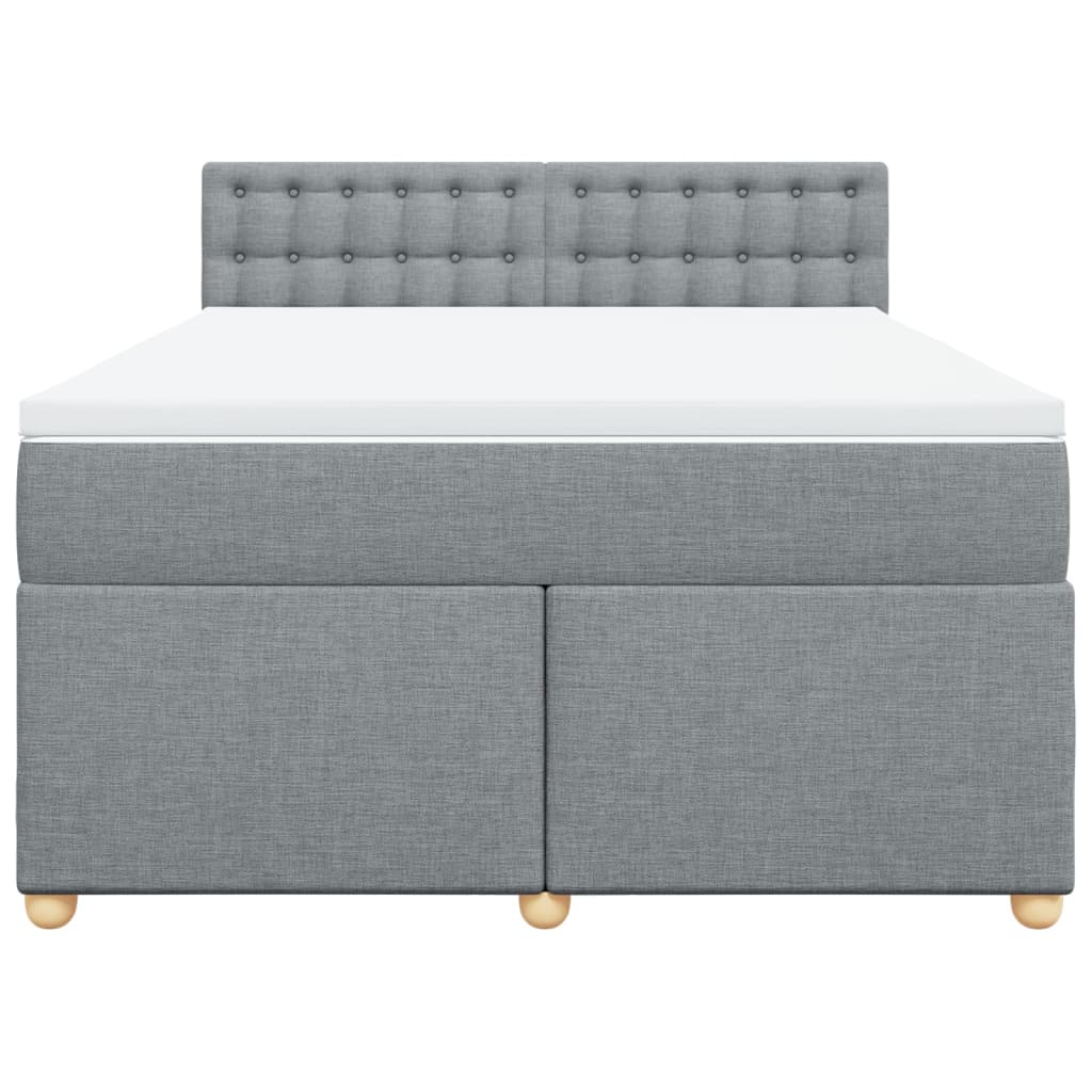 vidaXL Boxspring met matras stof lichtgrijs 140x200 cm grijs, foto 4
