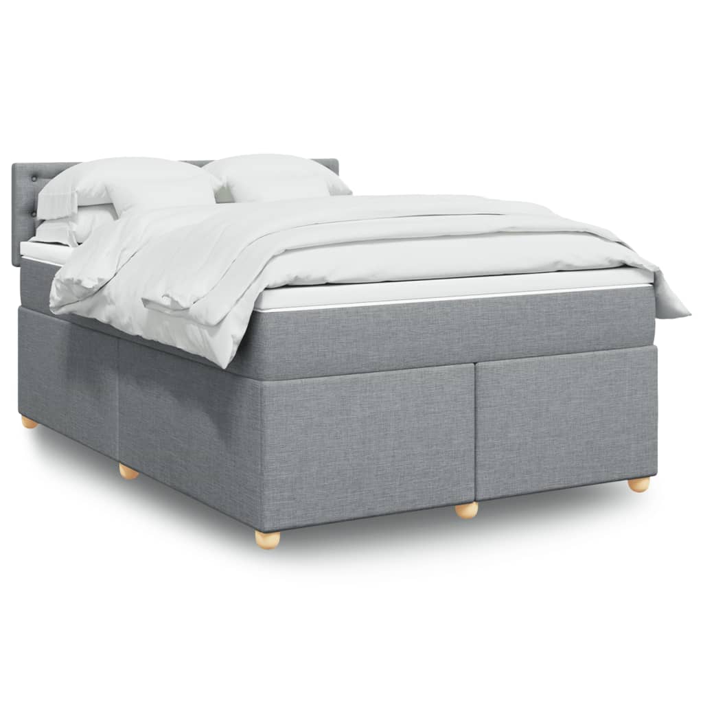 vidaXL Boxspringbett mit Matratze Hellgrau 140x200 cm Stoff