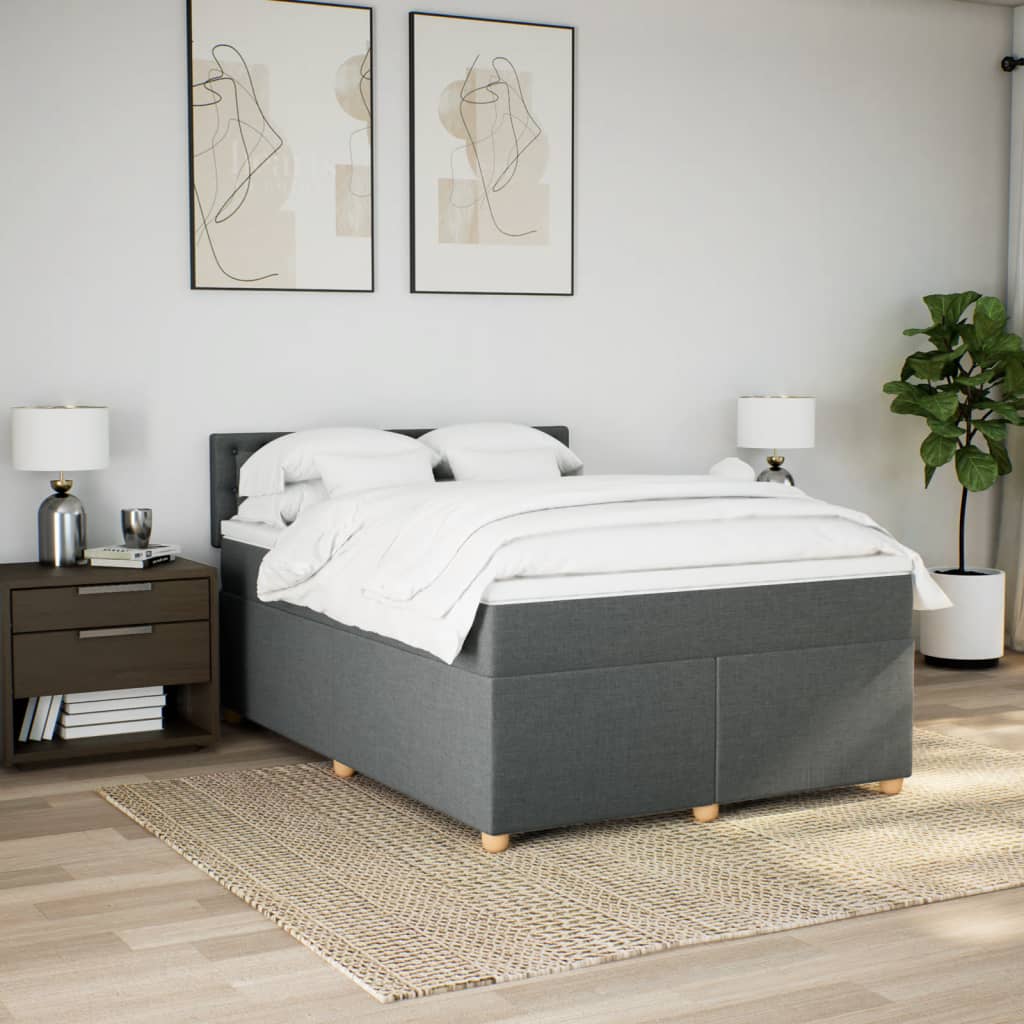 vidaXL Boxspring met matras stof donkergrijs 140x200 cm grijs, foto 2