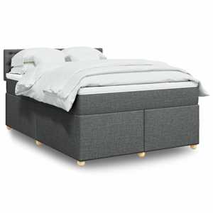 Box spring postel s matrací tmavě šedá 140x200 cm textil - obrázek 1