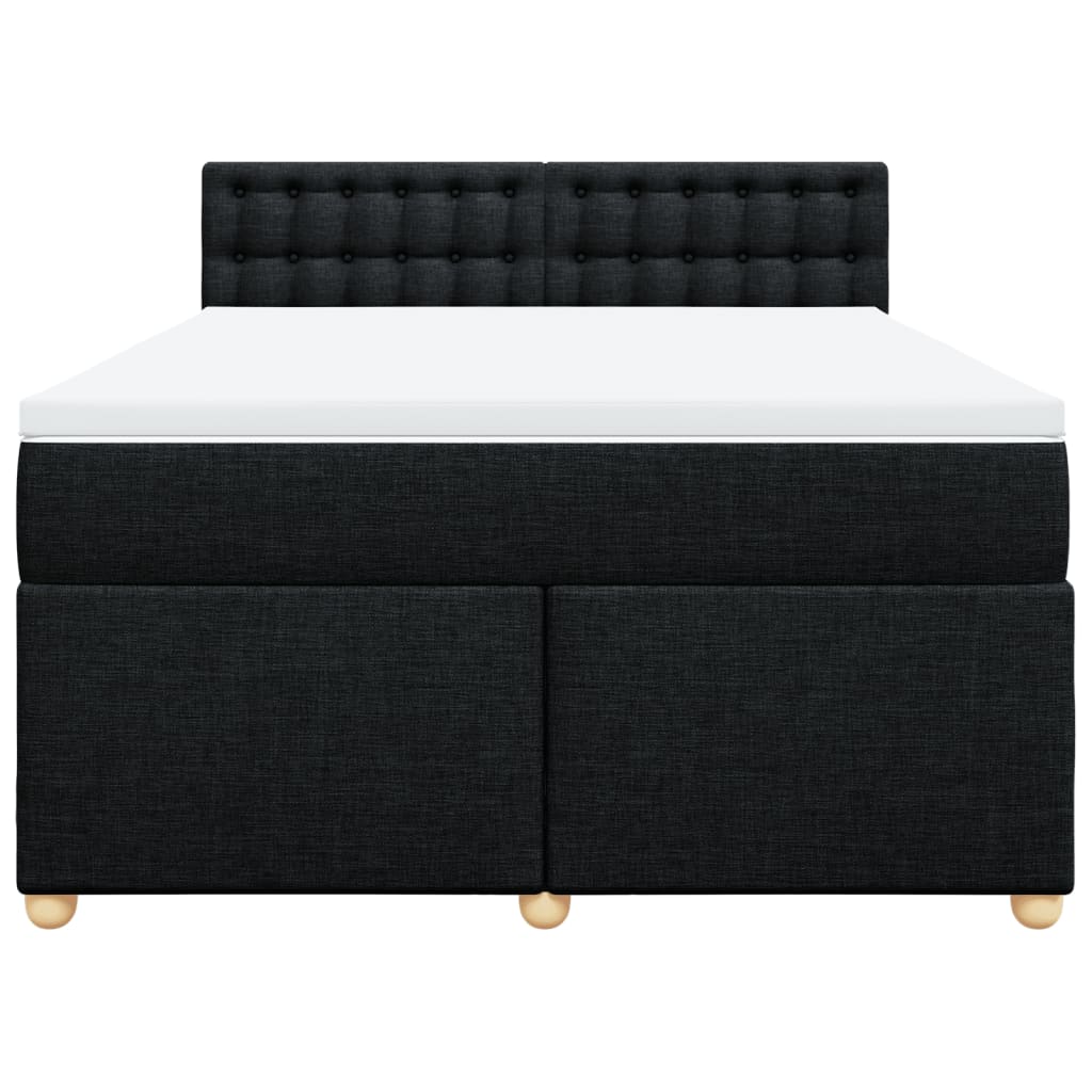 vidaXL Boxspring met matras stof zwart 140x200 cm, foto 4