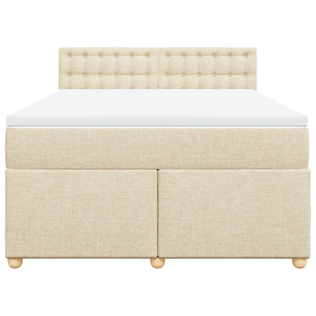 vidaXL Boxspring met matras stof crèmekleurig 140x200 cm, foto 4
