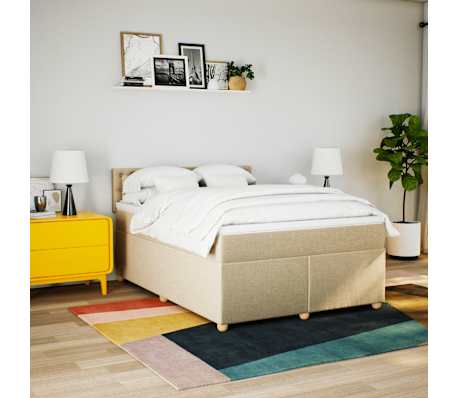 vidaXL Krevet s oprugama i madracem krem 140x200 cm od tkanine