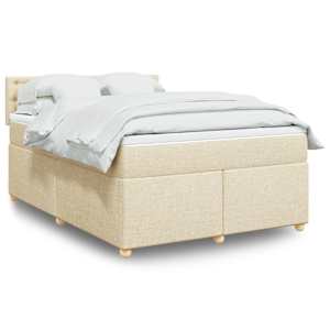 Box spring postelja z vzmetnico krem 140x200 cm blago
