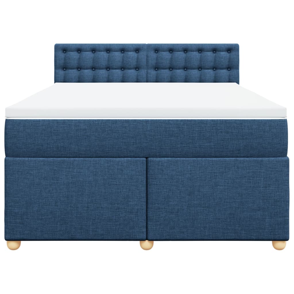 vidaXL Boxspring met matras stof blauw 140x200 cm, foto 4