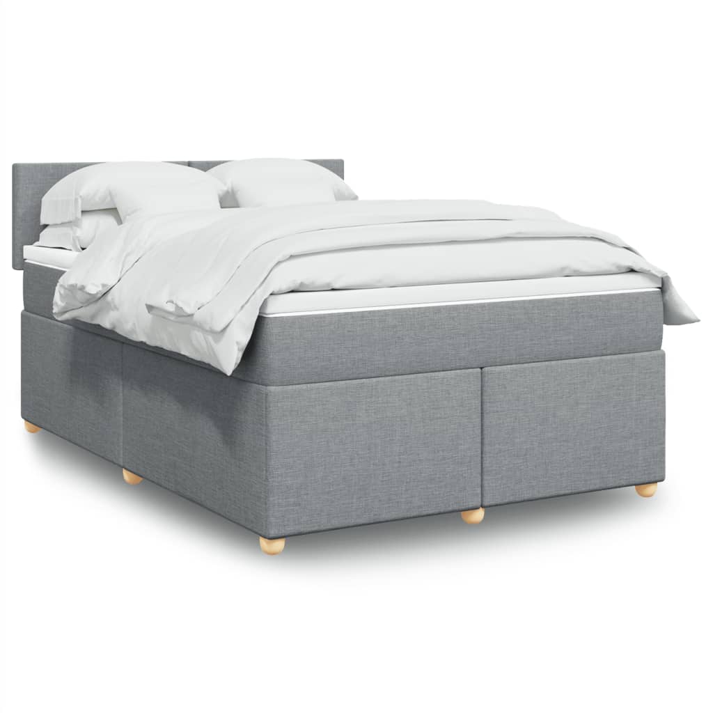 Boxspringbett mit Matratze Hellgrau 160×200 cm Stoff