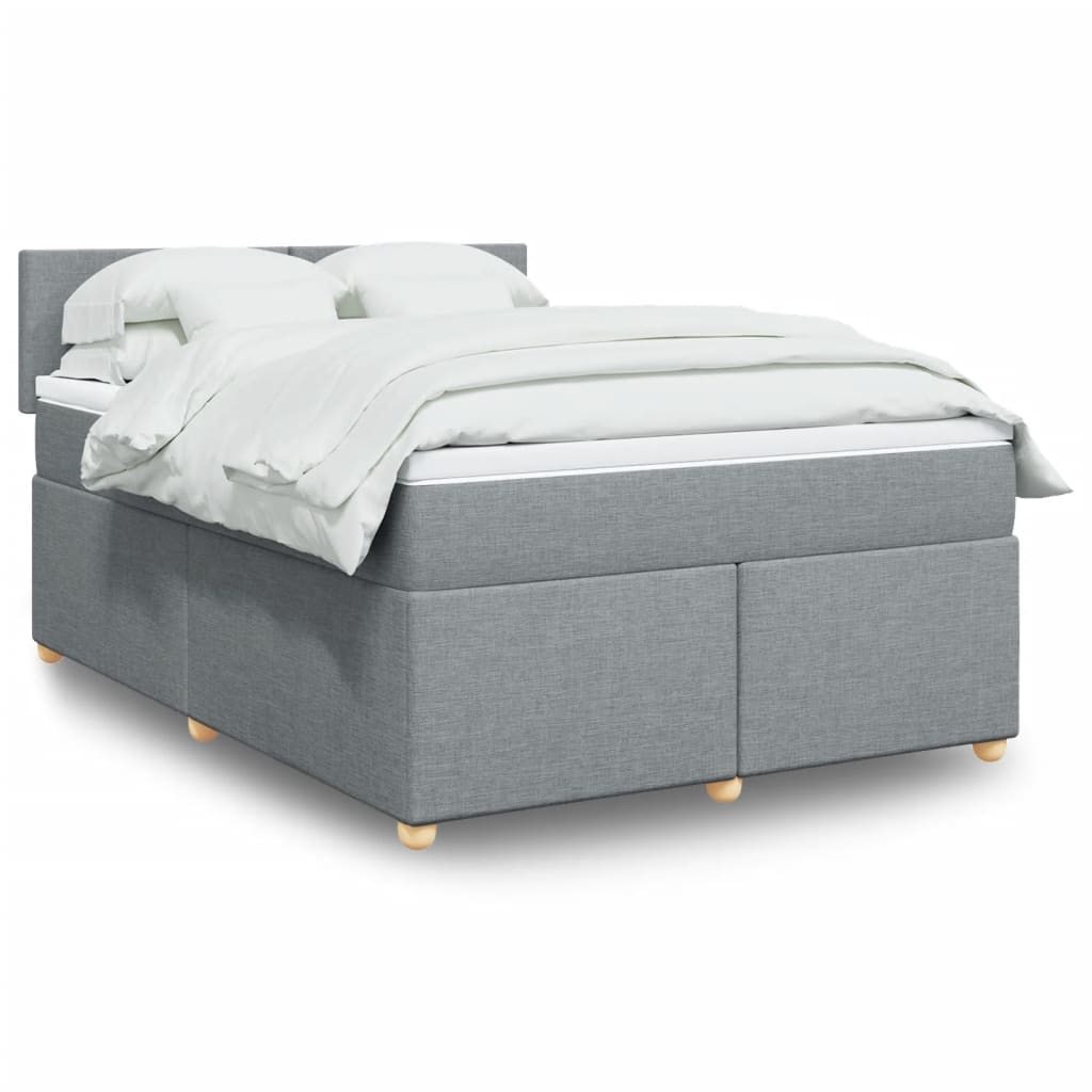 vidaXL Boxspringbett mit Matratze Hellgrau 160x200 cm Stoff