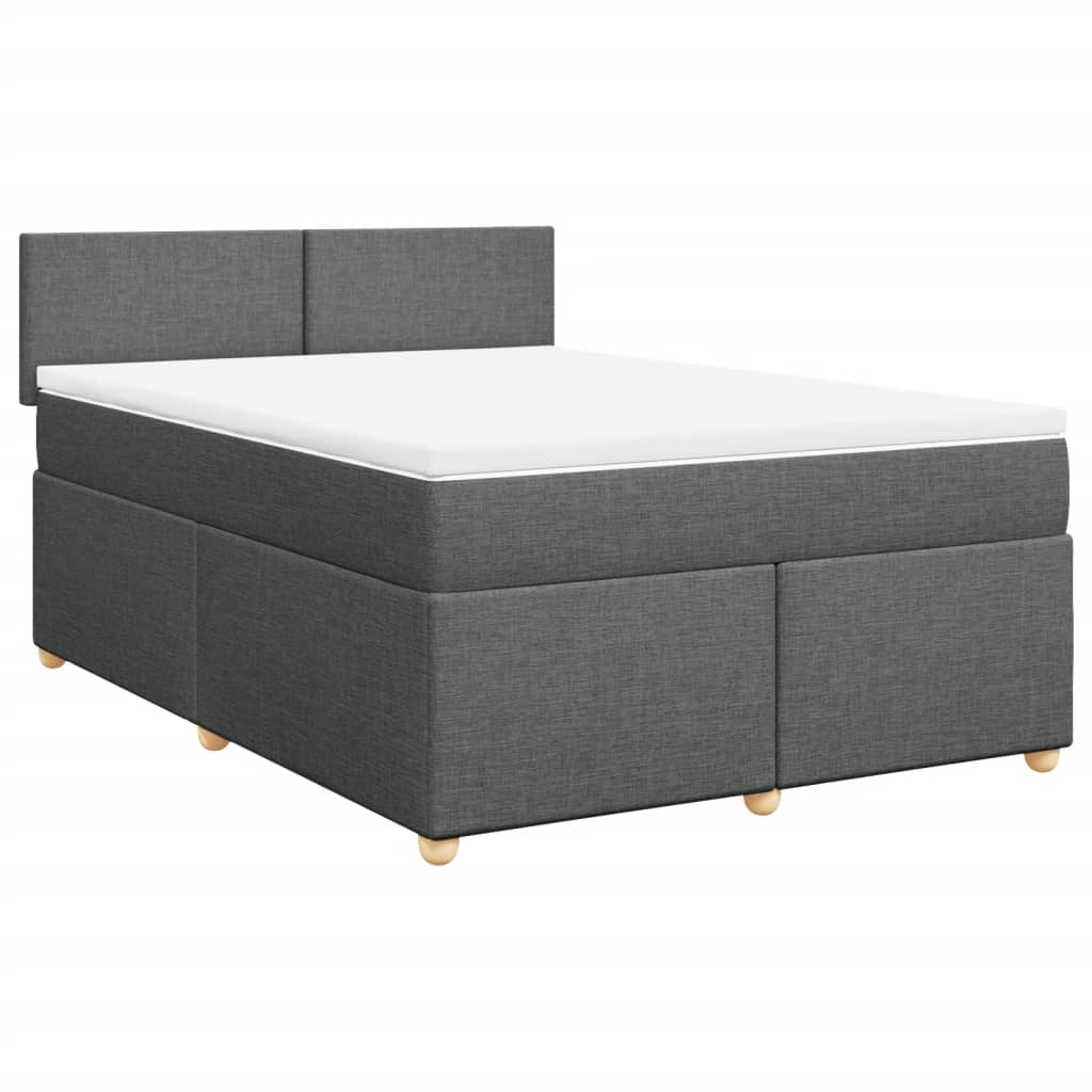 vidaXL Box spring postelja z vzmetnico temno siva 160x200 cm blago