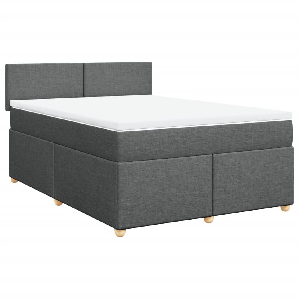 vidaXL Boxspring met matras stof donkergrijs 160x200 cm grijs, foto 3