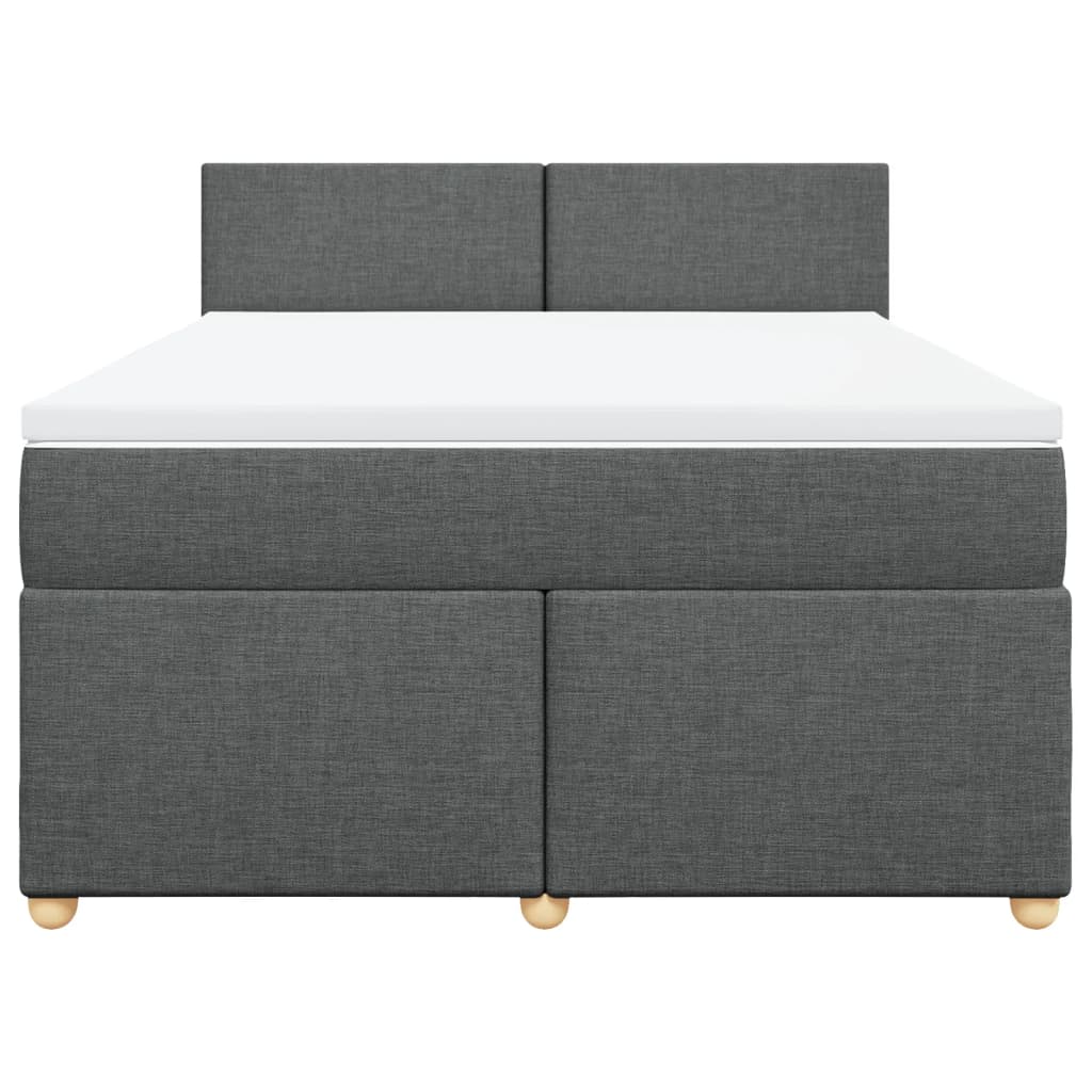 vidaXL Boxspring met matras stof donkergrijs 160x200 cm grijs, foto 4