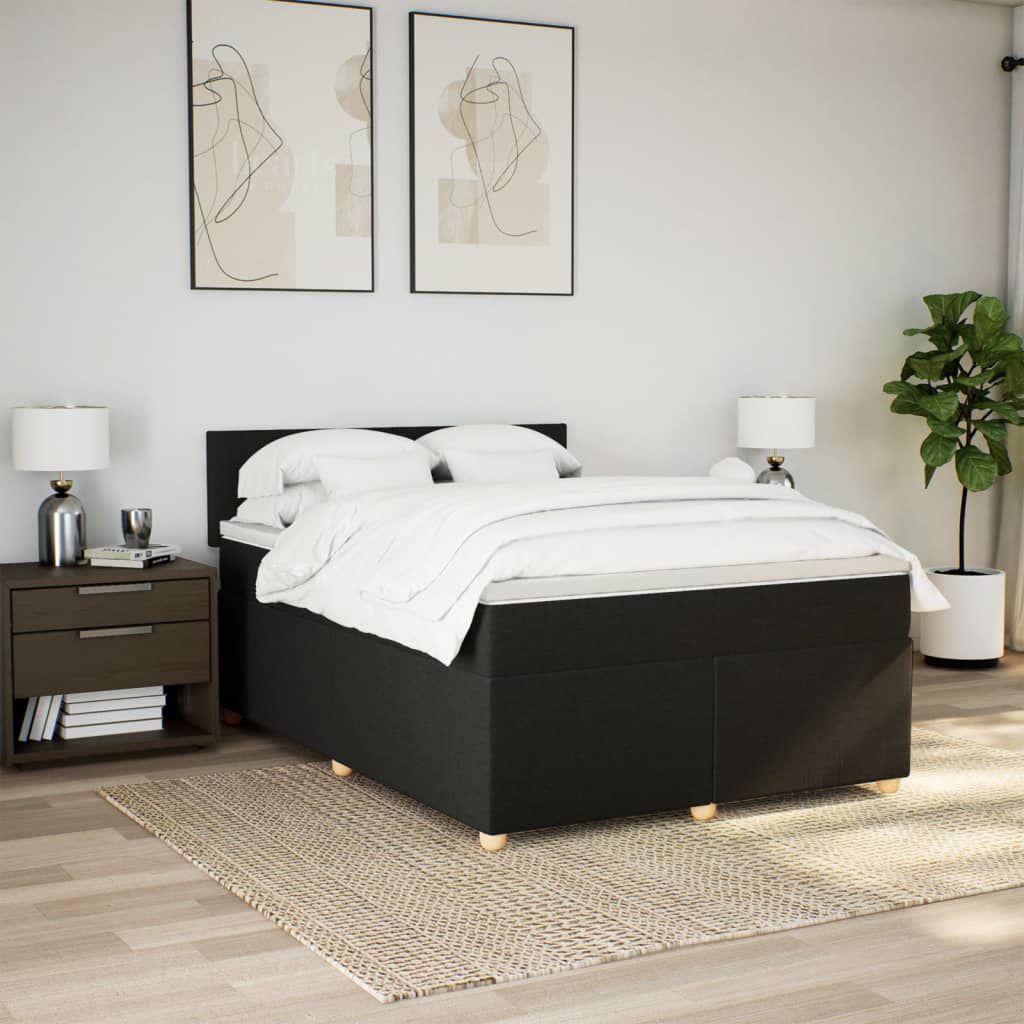vidaXL Boxspring met matras stof zwart 160x200 cm, foto 2