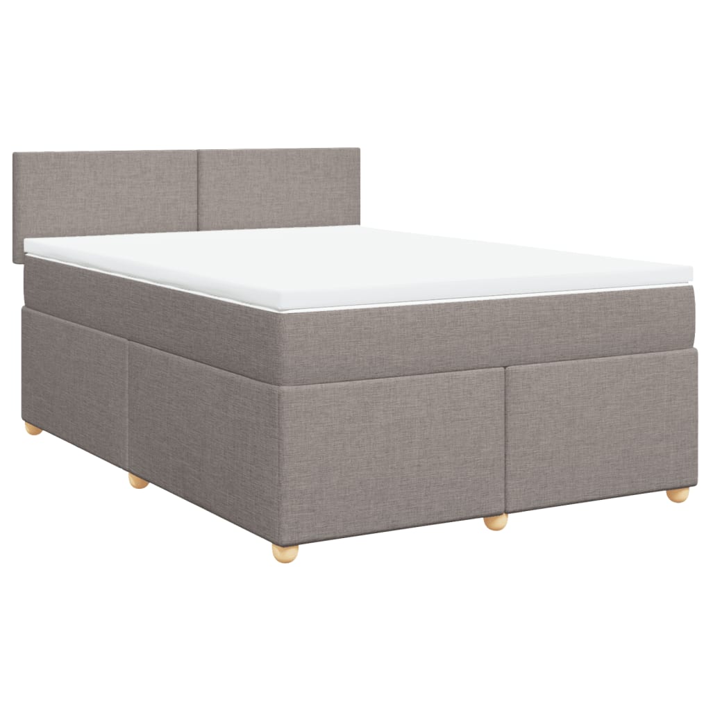 vidaXL Box spring postelja z vzmetnico taupe 160x200 cm blago