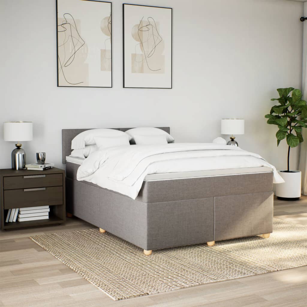 Thumbnail - vidaXL Boxspringbett mit Matratze Taupe 160x200 cm Stoff