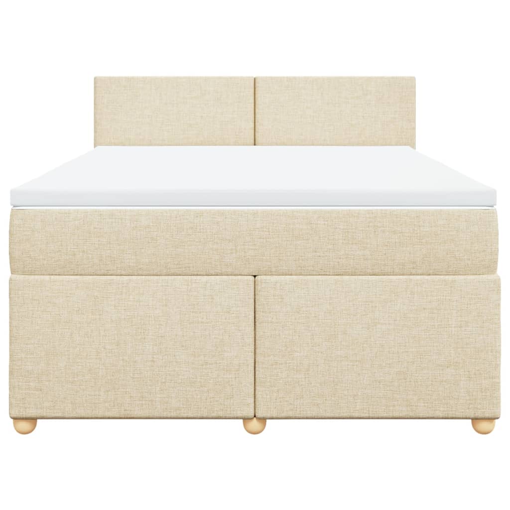 vidaXL Boxspring met matras stof crèmekleurig 160x200 cm, foto 4