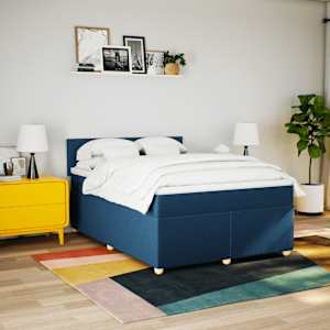 Box spring postel s matrací modrá 160x200 cm textil - obrázek 3