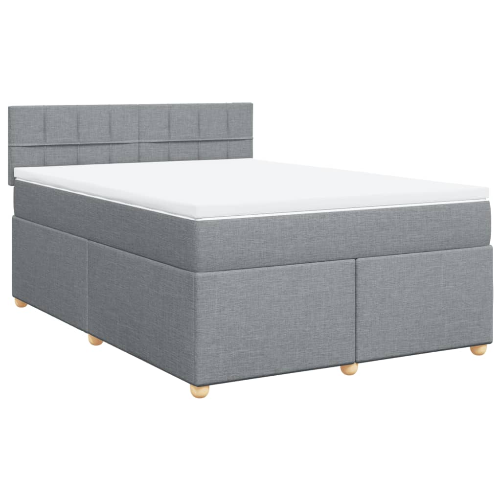 vidaXL Boxspring met matras stof lichtgrijs 160x200 cm grijs, foto 3