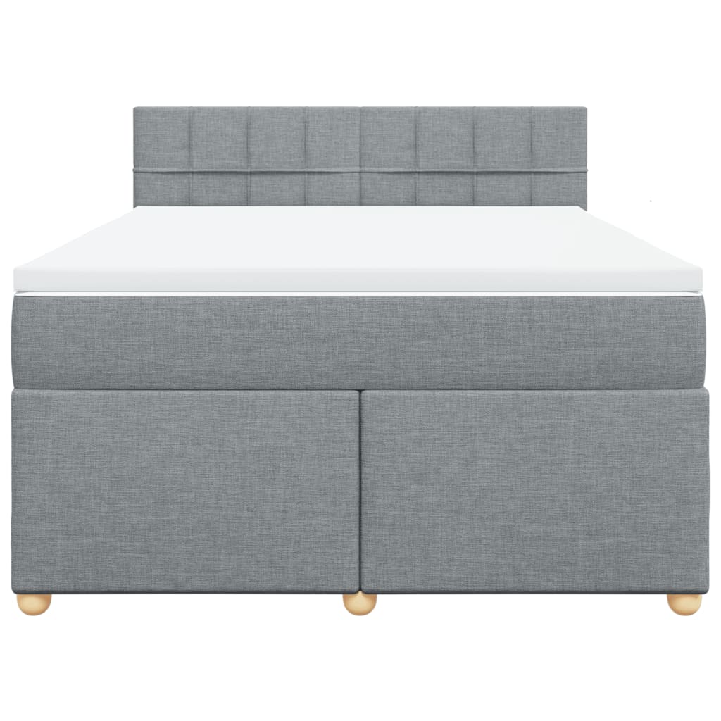 vidaXL Boxspring met matras stof lichtgrijs 160x200 cm grijs, foto 4
