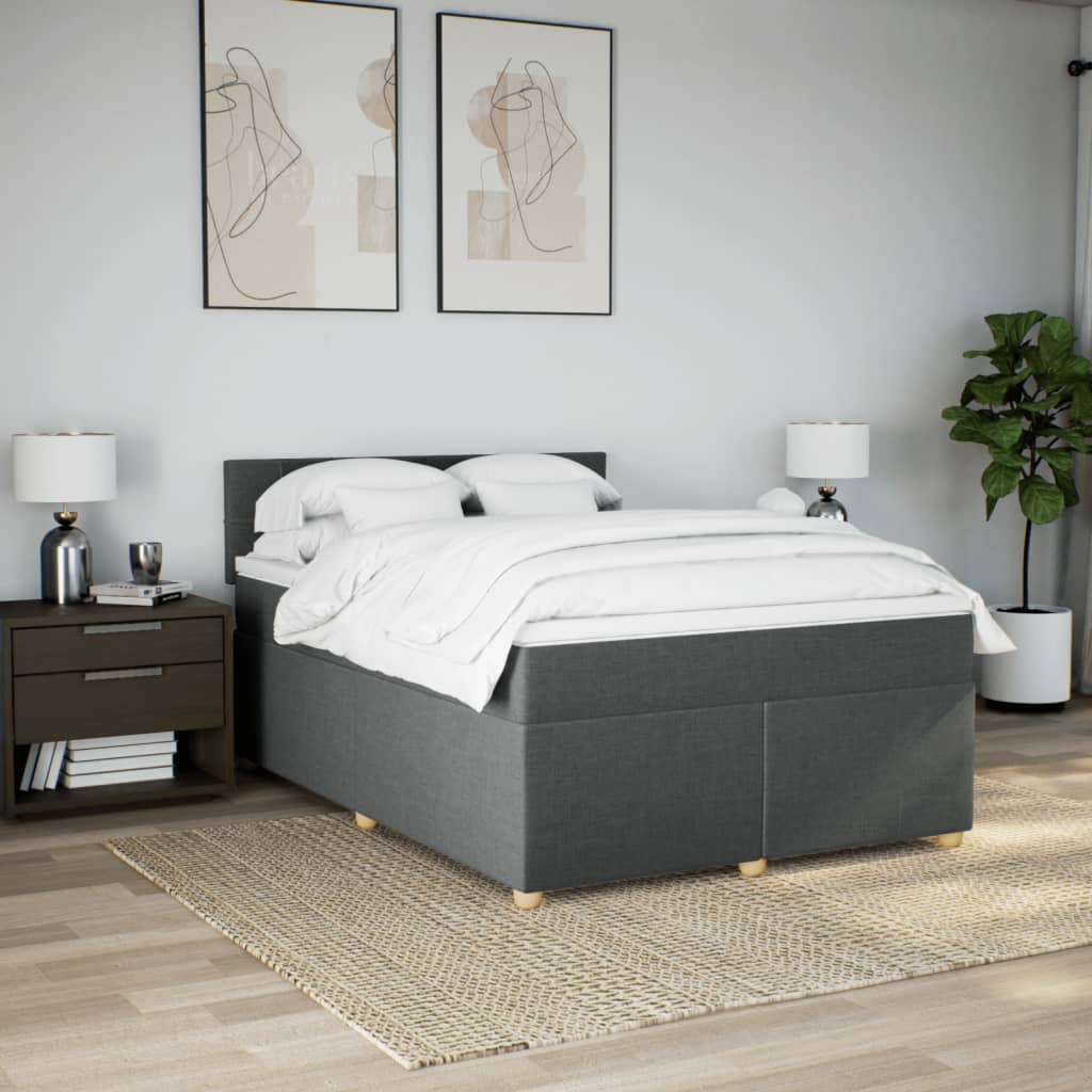 vidaXL Boxspring posteľ s matracom tmavosivá 160x200 cm látka