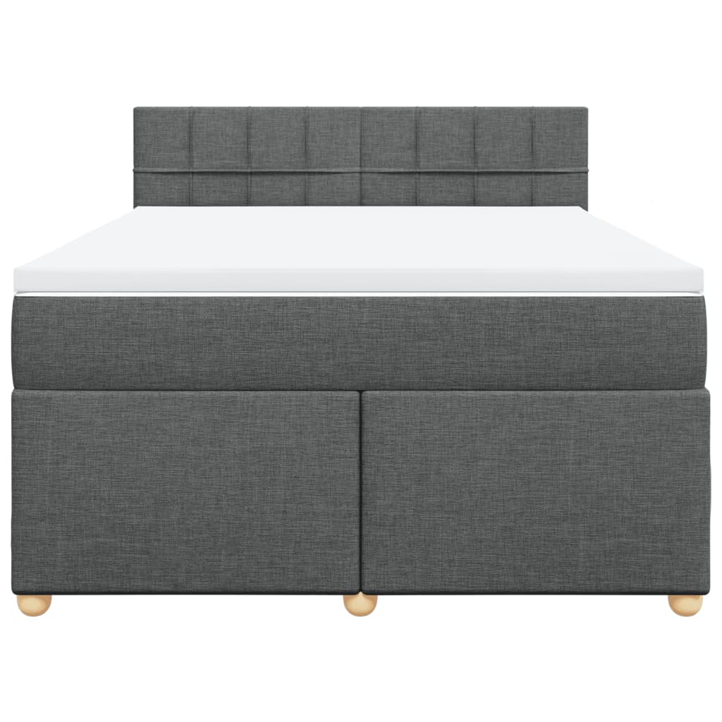 vidaXL Boxspring met matras stof donkergrijs 160x200 cm grijs, foto 4