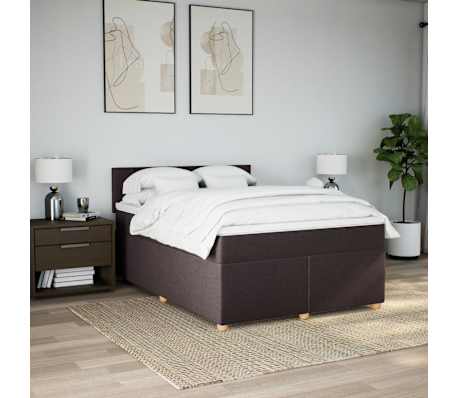 vidaXL Boxspringbett mit Matratze Dunkelbraun 160x200 cm Stoff