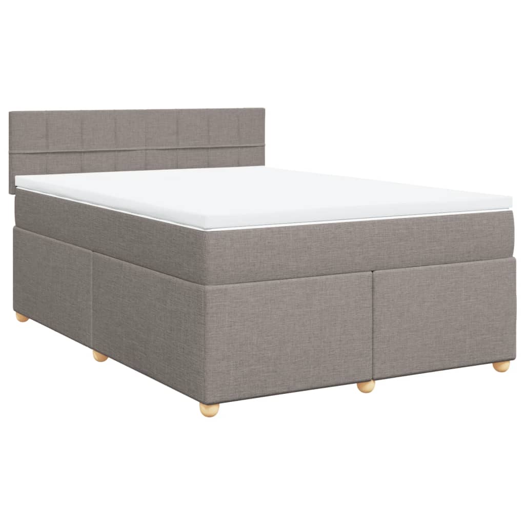 vidaXL Boxspring met matras stof taupe 160x200 cm, foto 3