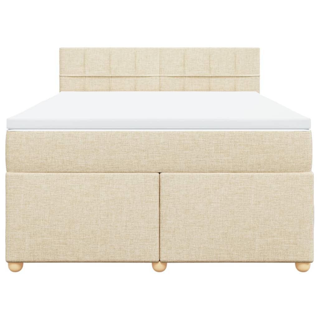 vidaXL Boxspring met matras stof crèmekleurig 160x200 cm, foto 4