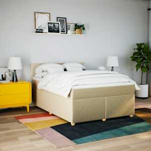 Box spring postel s matrací krémová 160x200 cm textil - obrázek 3