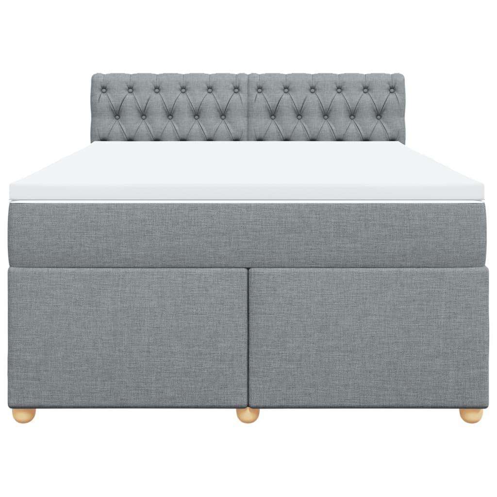 vidaXL Boxspring met matras stof lichtgrijs 160x200 cm grijs, foto 4