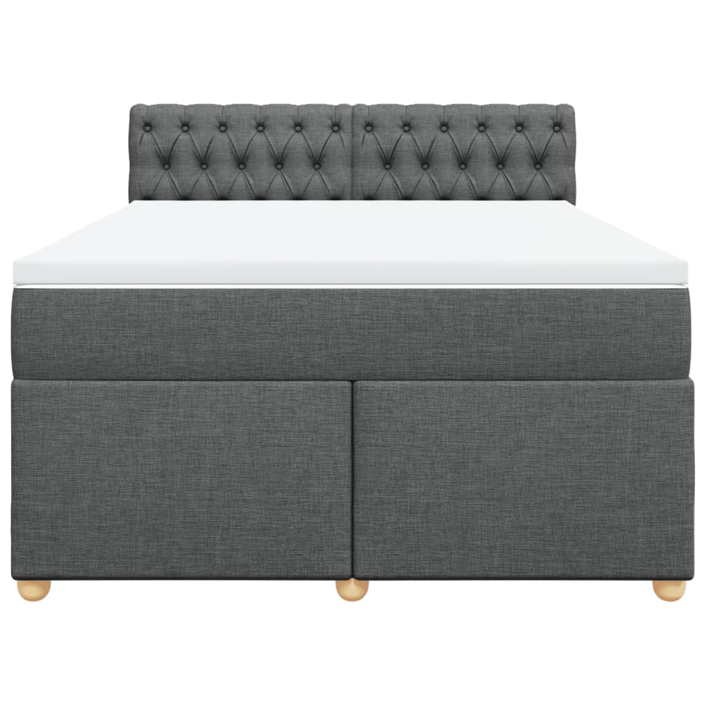 vidaXL Boxspring met matras stof donkergrijs 160x200 cm grijs, foto 4