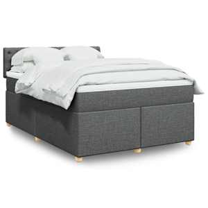 Box spring postel s matrací tmavě šedá 160x200 cm textil - obrázek 1