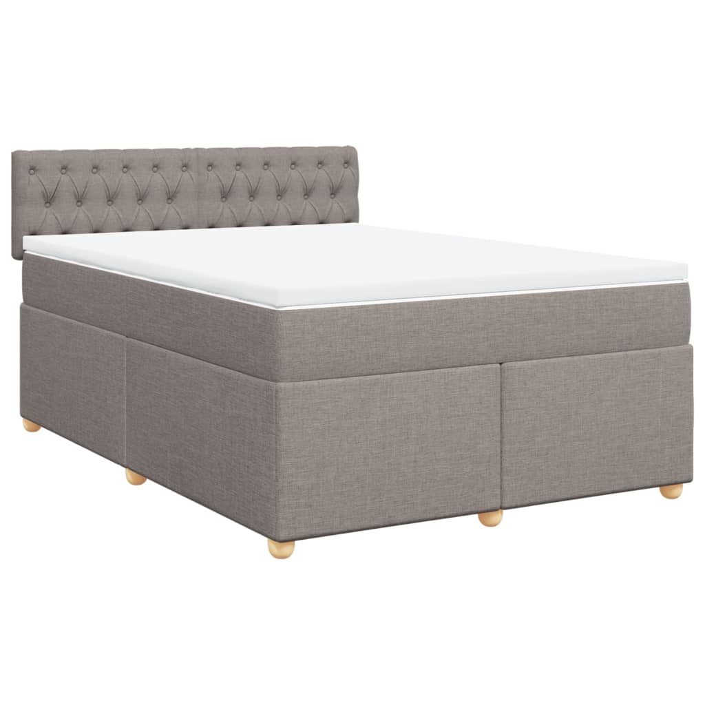 vidaXL Boxspring met matras stof taupe 160x200 cm, foto 3