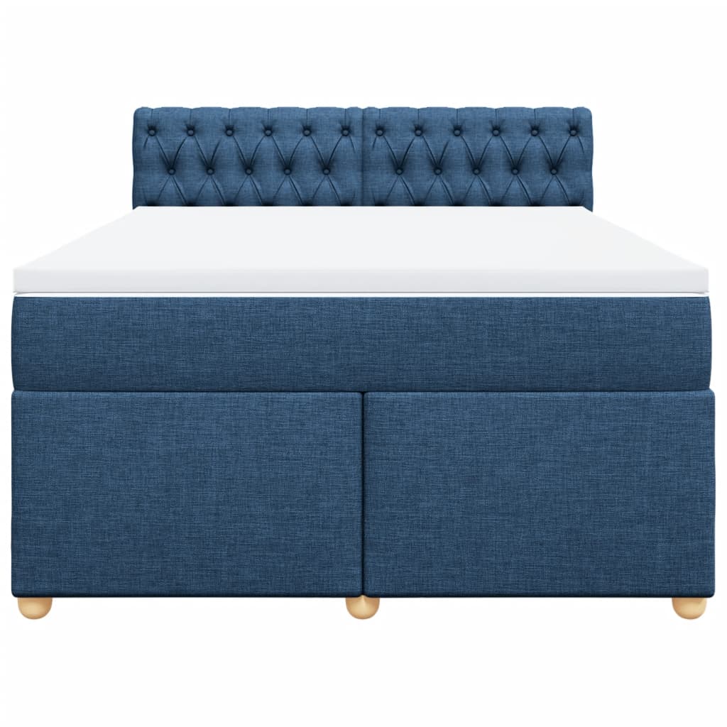 vidaXL Boxspring met matras stof blauw 160x200 cm, foto 4