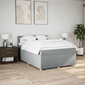 Box spring postel s matrací světle šedá 160 x 200 cm textil - obrázek 3