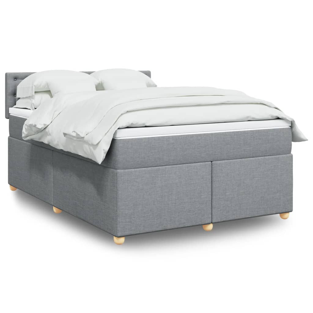 vidaXL Boxspringbett mit Matratze Hellgrau 160x200 cm Stoff