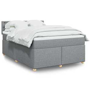 Box spring postel s matrací světle šedá 160 x 200 cm textil - obrázek 1