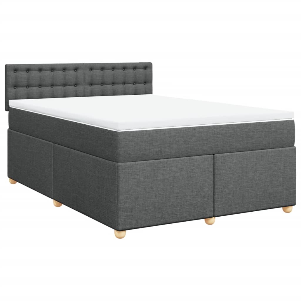 vidaXL Box spring postelja z vzmetnico temno siva 160x200 cm blago