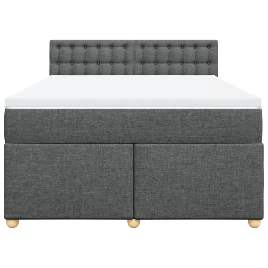 vidaXL Boxspring met matras stof donkergrijs 160x200 cm grijs, foto 4